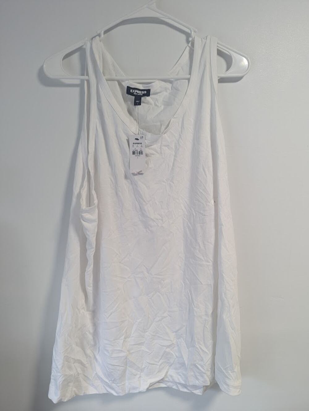 Express Tank Top Men's Large White Sleeveless Crew Neck NWT Cotton Shirt